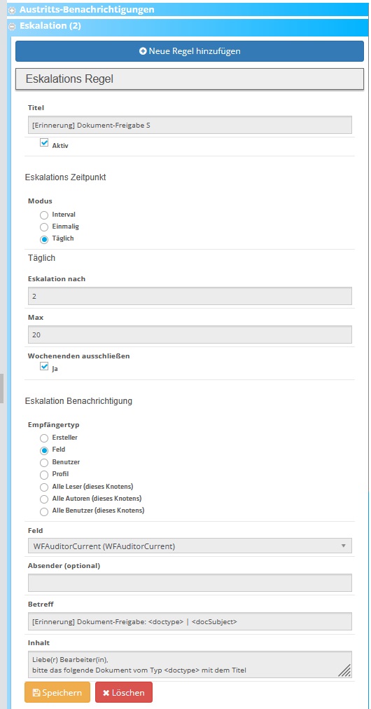 Workflow Eigenschaften