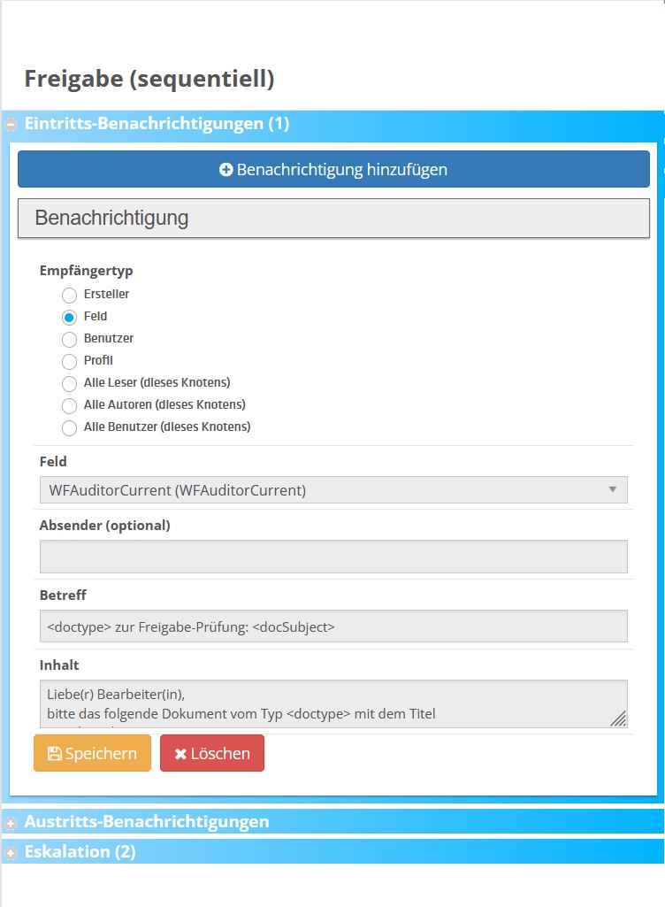 Benachrichtigungs Eigenschaften